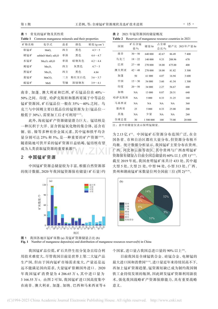 全球锰矿资源现状及选矿技术进展_王若枫.pdf_第2页