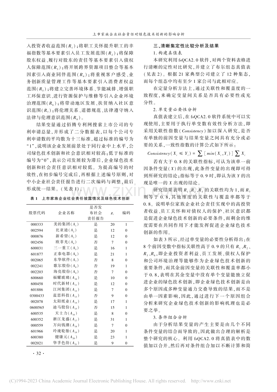 上市家族企业社会责任对绿色...——基于清晰集定性比较分析_谢然.pdf_第3页