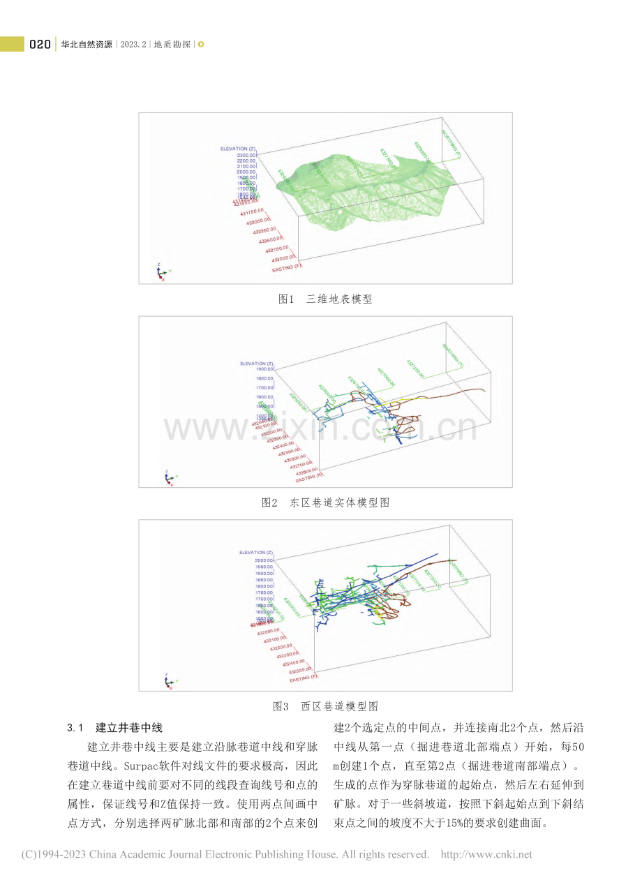 浅析地下巷道三维可视化模型——以洪剑铁矿为例_侯建斌.pdf_第3页