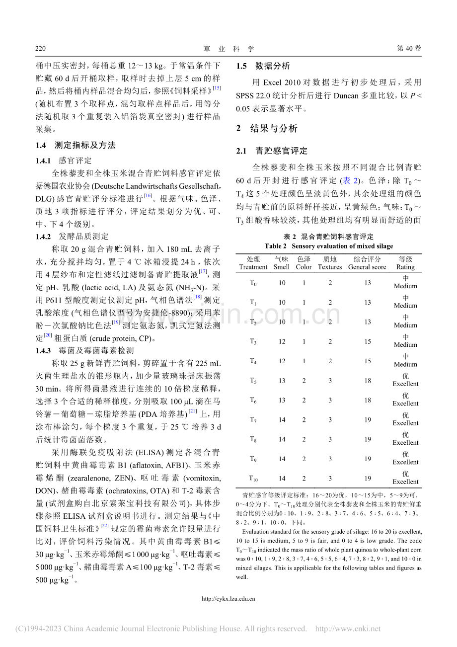 全株藜麦和全株玉米混合青贮的发酵品质及霉菌毒素含量_李倩.pdf_第3页