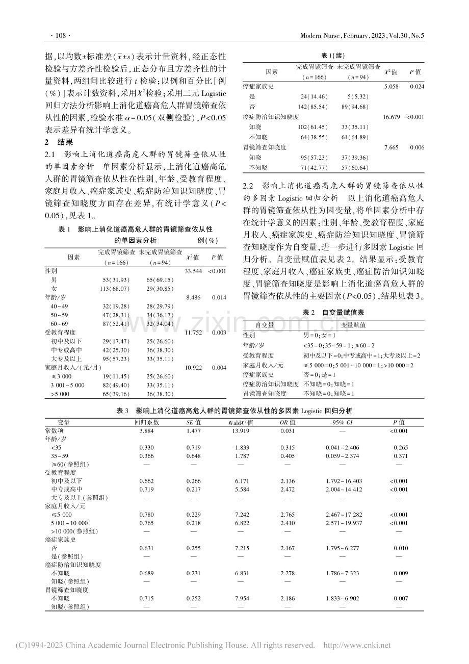 上消化道癌高危人群胃镜筛查...素调查及集束化护理干预研究_陈杰.pdf_第2页