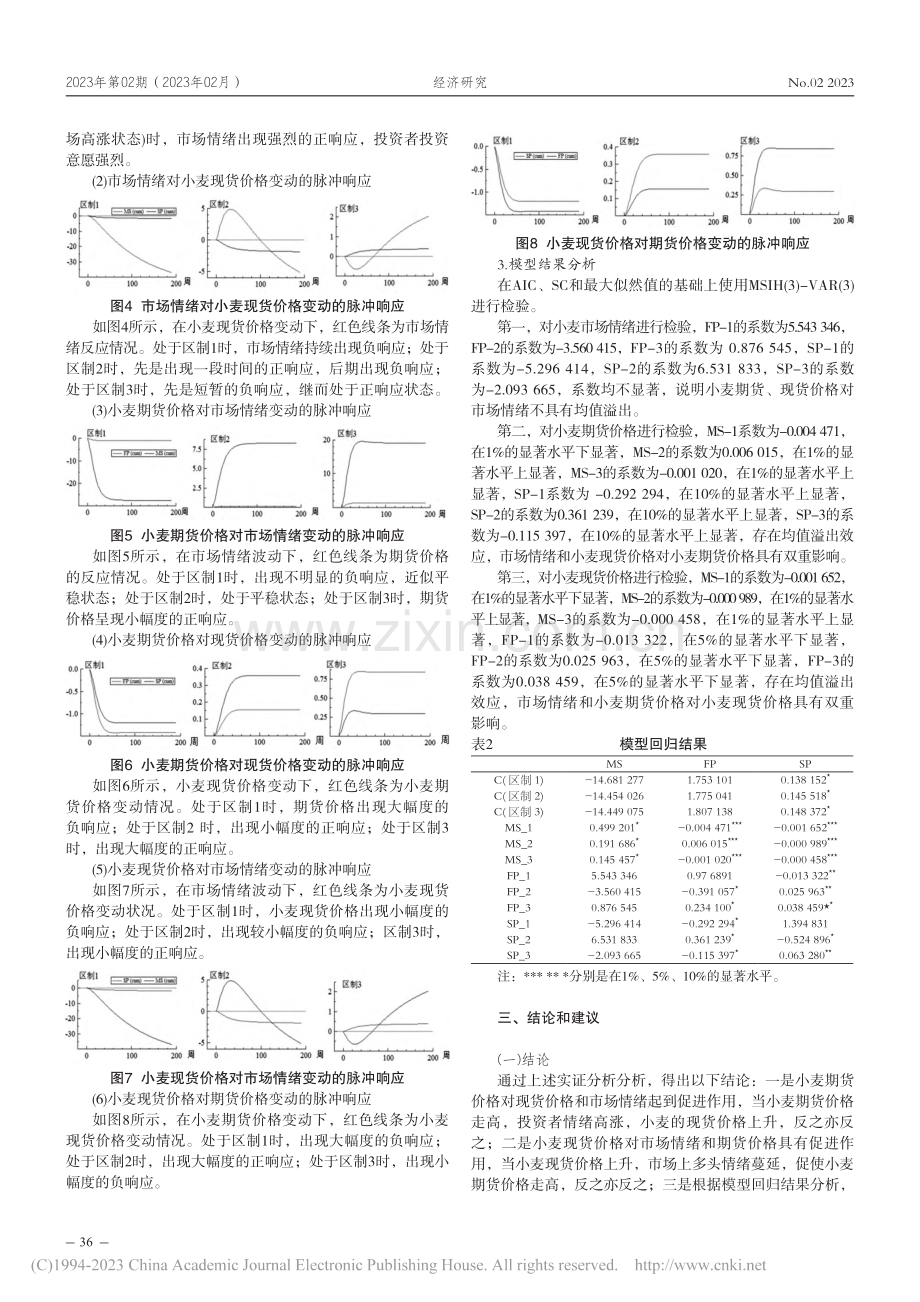 市场情绪与小麦期货、现货价...于MSVAR模型的实证分析_廖宜静.pdf_第3页