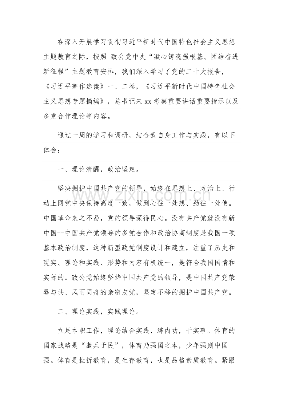 2023“凝心铸魂强根基、团结奋进新征程”主题教育5篇心得体会.docx_第2页