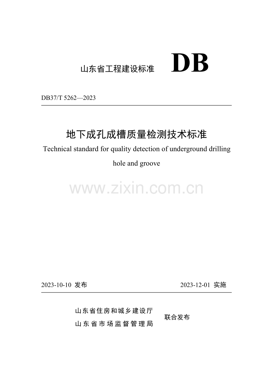 DB37∕T 5262-2023 《地下成孔成槽质量检测技术标准》(山东省).pdf_第1页