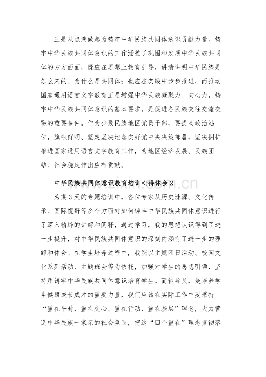 中华民族共同体意识教育培训三篇心得体会.docx_第2页