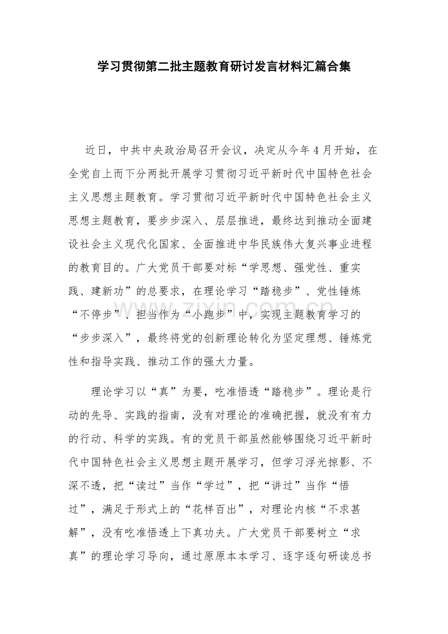 学习贯彻第二批主题教育研讨发言材料汇篇合集.docx_第1页