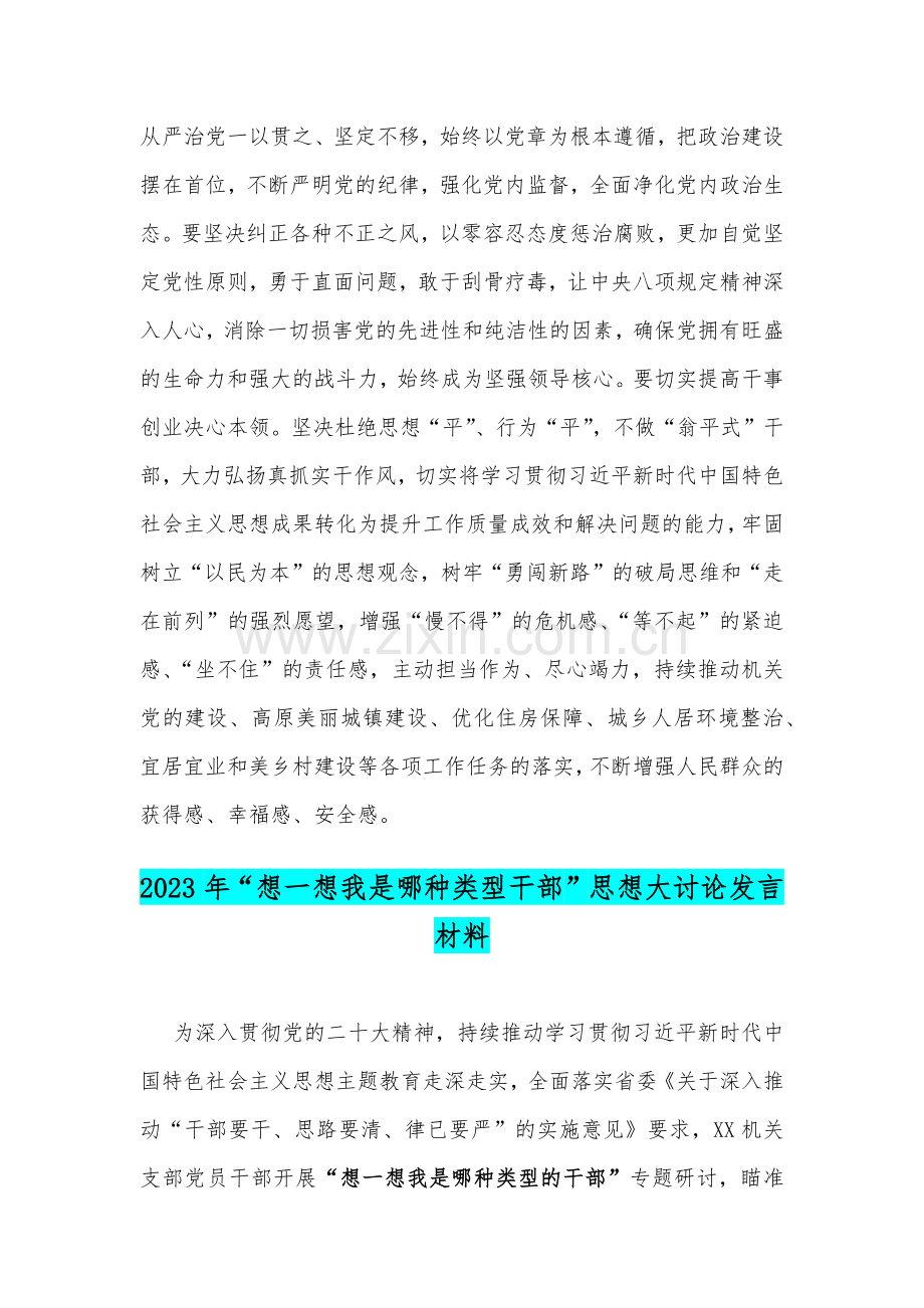 2023年“想一想我是哪种类型干部”专题研讨心得、思想大讨论发言材料【2篇范文】.docx_第3页