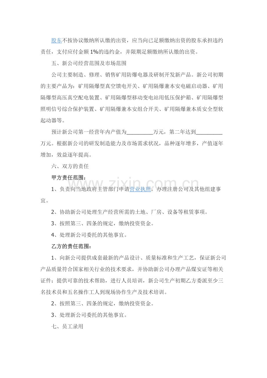 共同出资成立公司协议范本.docx_第2页