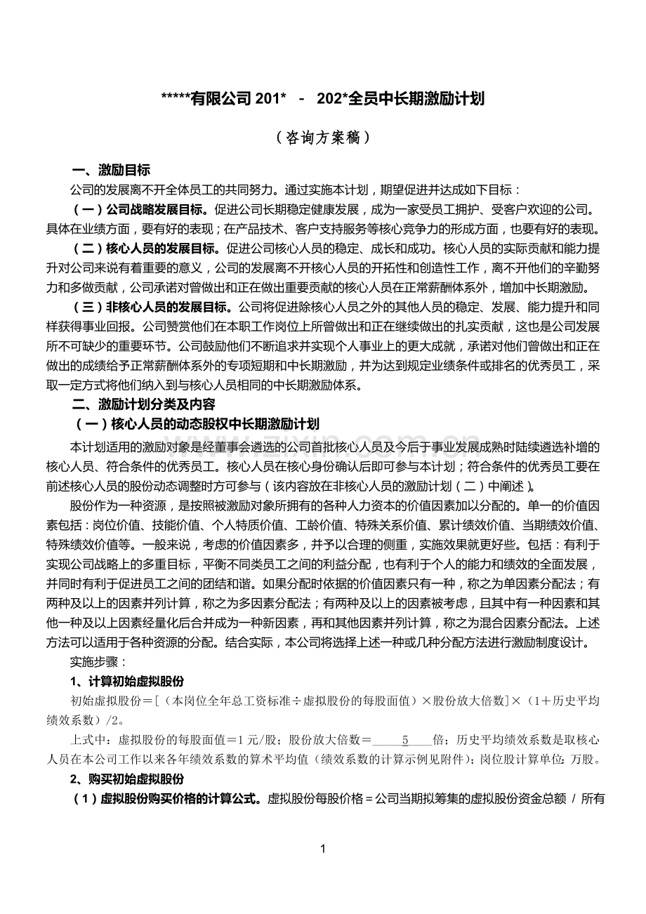 某公司动态股权激励方案.doc_第1页