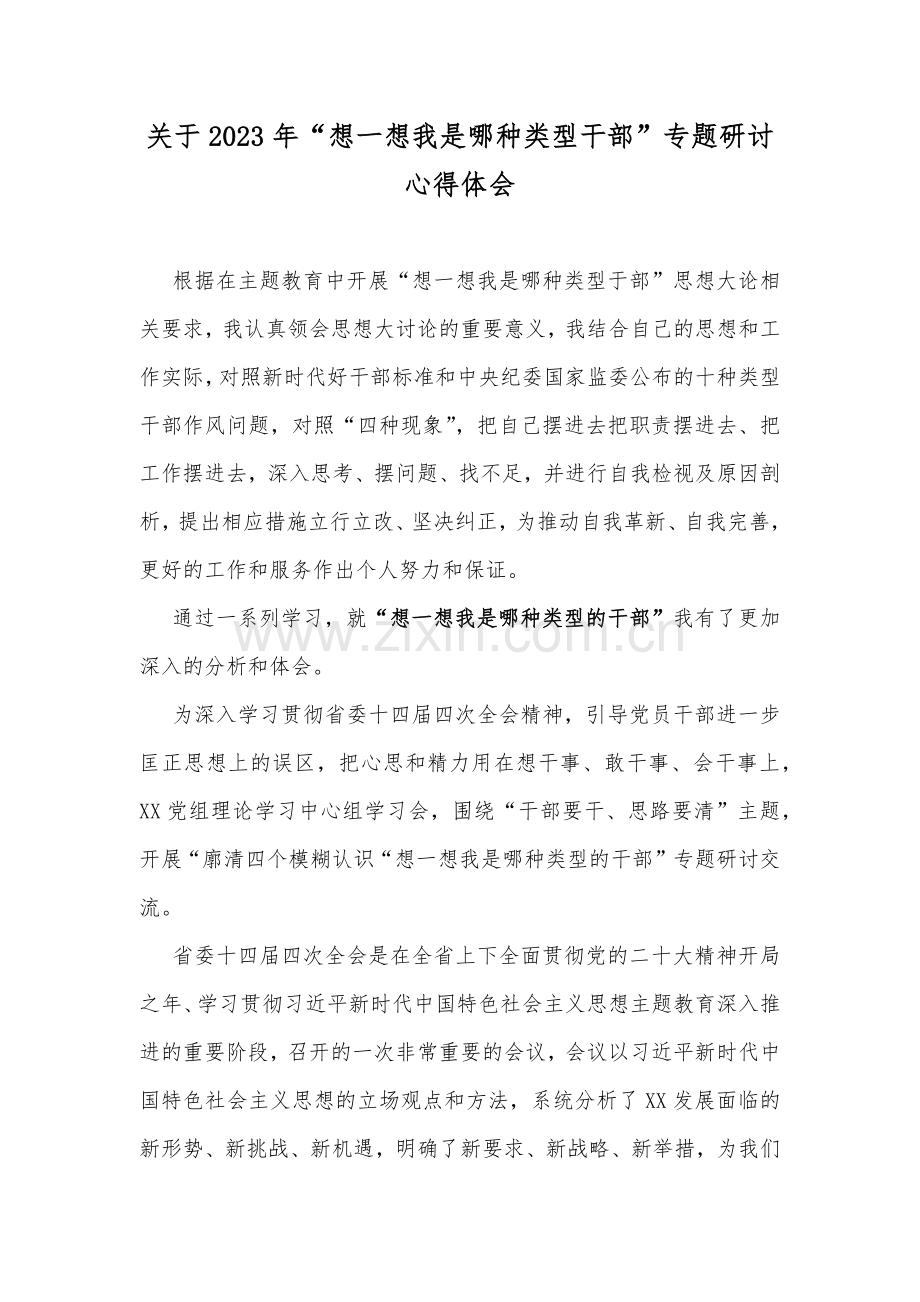 关于2023年“想一想我是哪种类型干部”专题研讨心得发言材料（八篇文）.docx_第2页