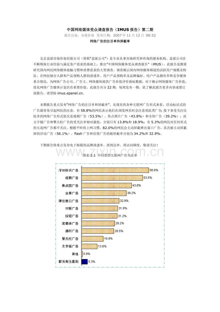 中国网络媒体受众调查报告（IMUS报告）第二期.doc_第1页