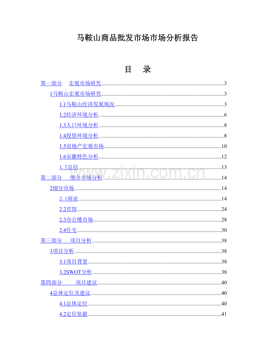 马鞍山商品批发市场市场分析报告.doc_第1页