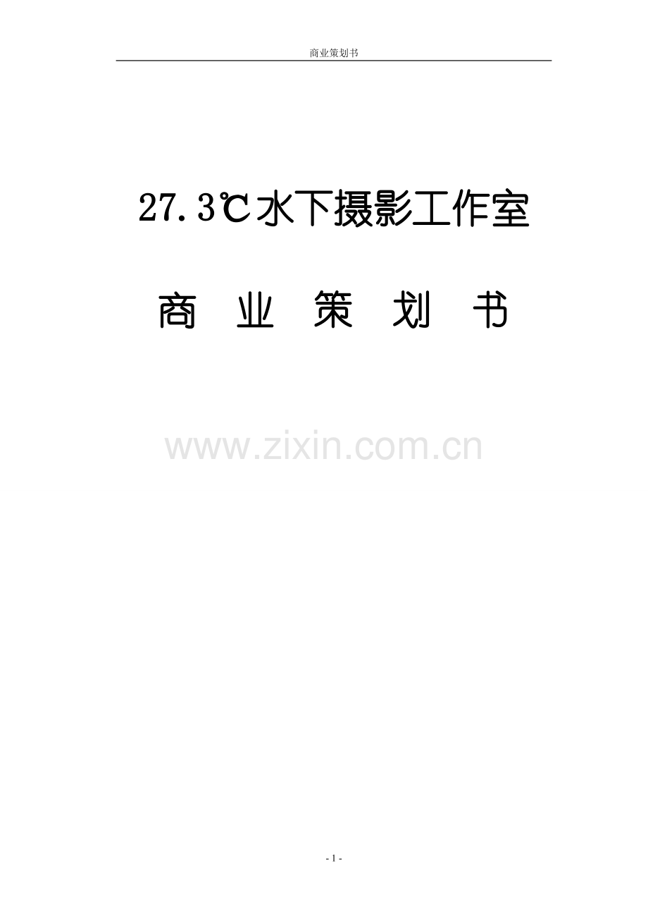 27.3℃水下摄影工作室商业策划书 .doc_第1页