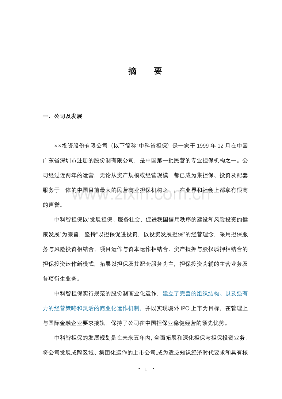 ××投资股份公司商业计划书.doc_第2页