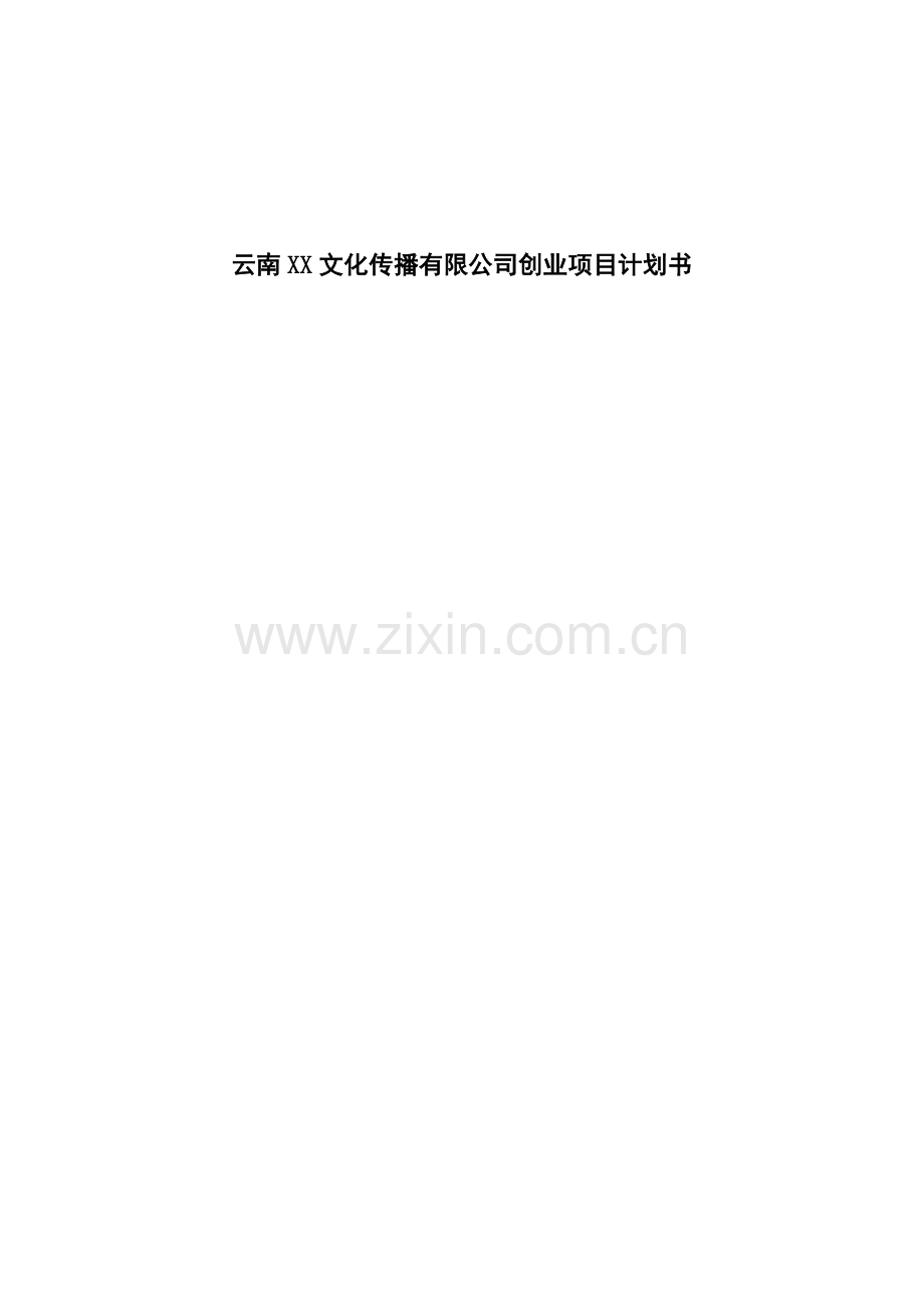 云南XX文化传播有限公司创业项目计划书 .docx_第1页