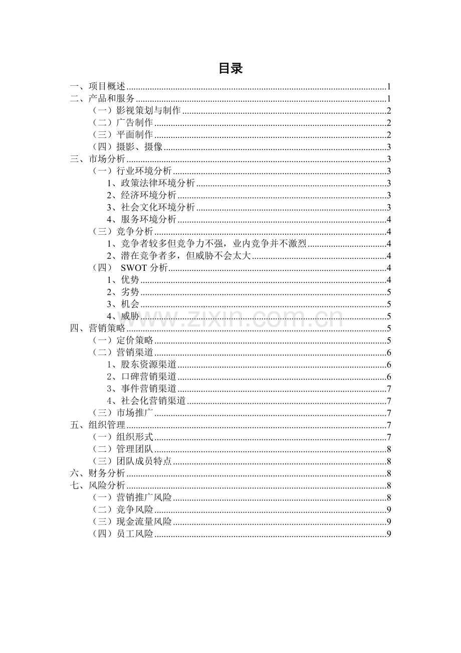 云南XX文化传播有限公司创业项目计划书 .docx_第2页