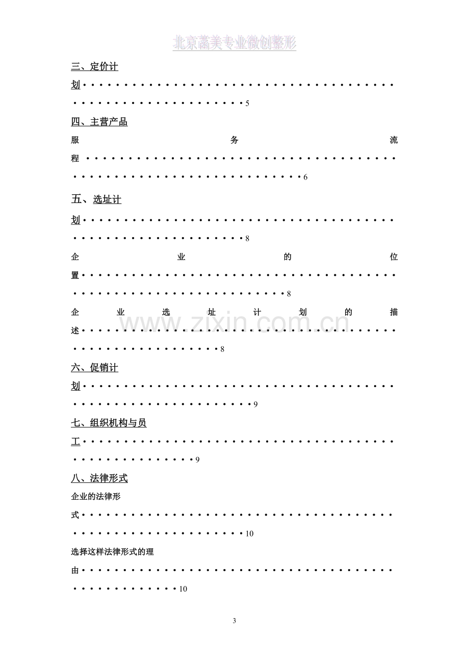 整型美容中介服务机构的创业计划书 .doc_第3页