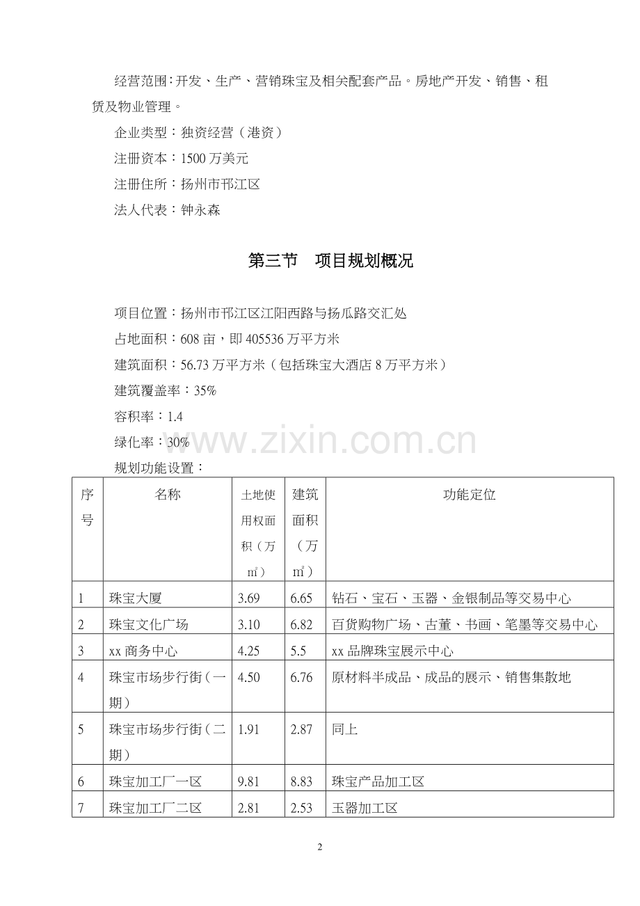 扬州xx珠宝城可行性研究报告.doc_第2页