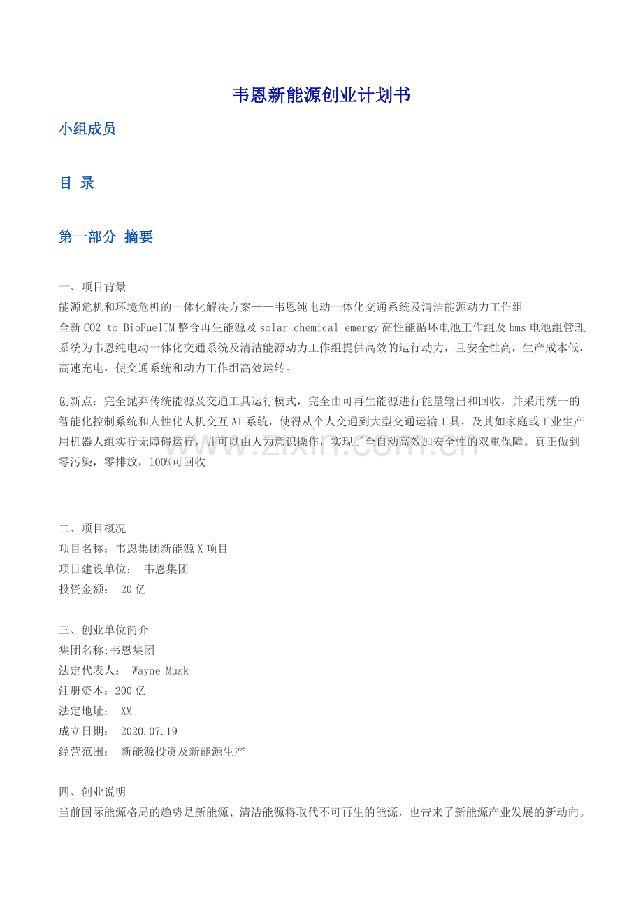 新能源创业计划书 (2) .doc_第1页