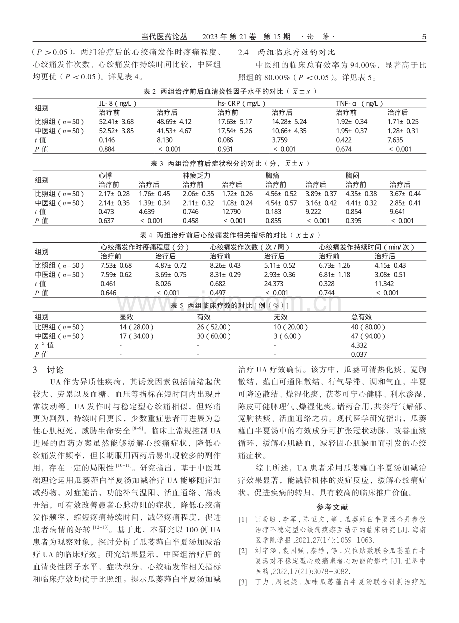 不稳定型心绞痛采用瓜蒌薤白半夏汤加减治疗的临床疗效分析.pdf_第3页