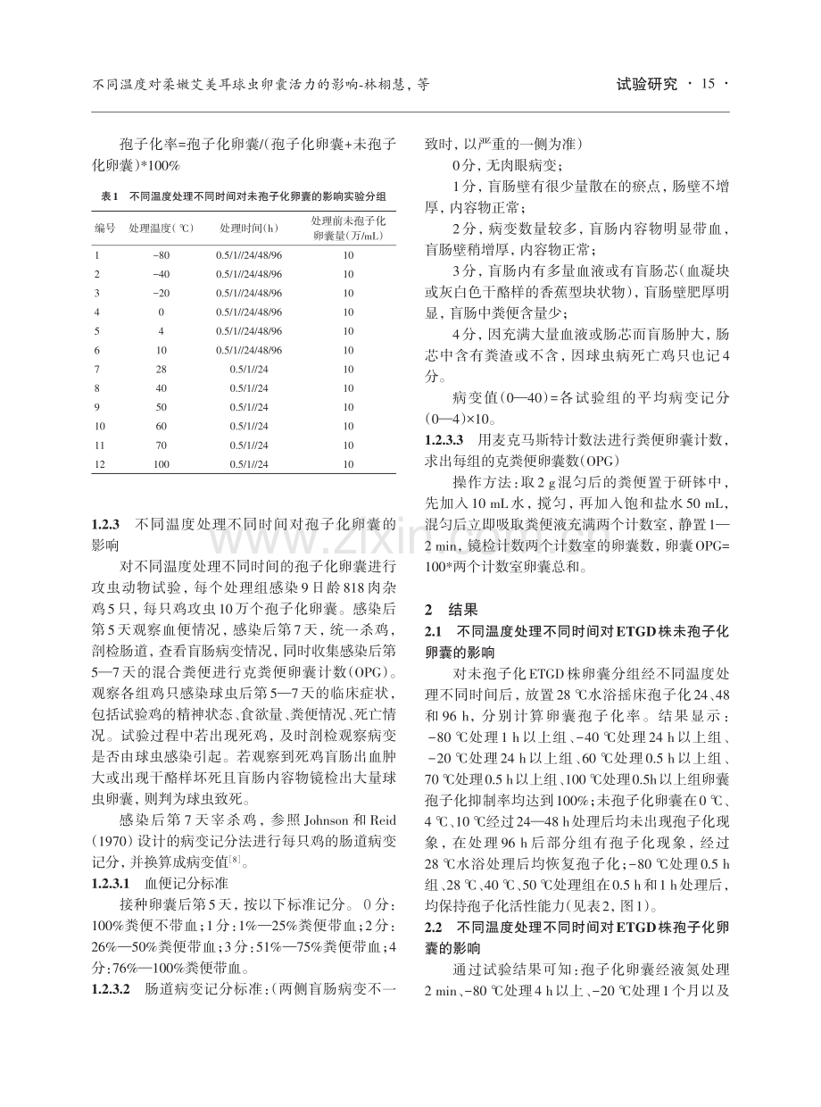 不同温度对柔嫩艾美耳球虫卵囊活力的影响.pdf_第3页