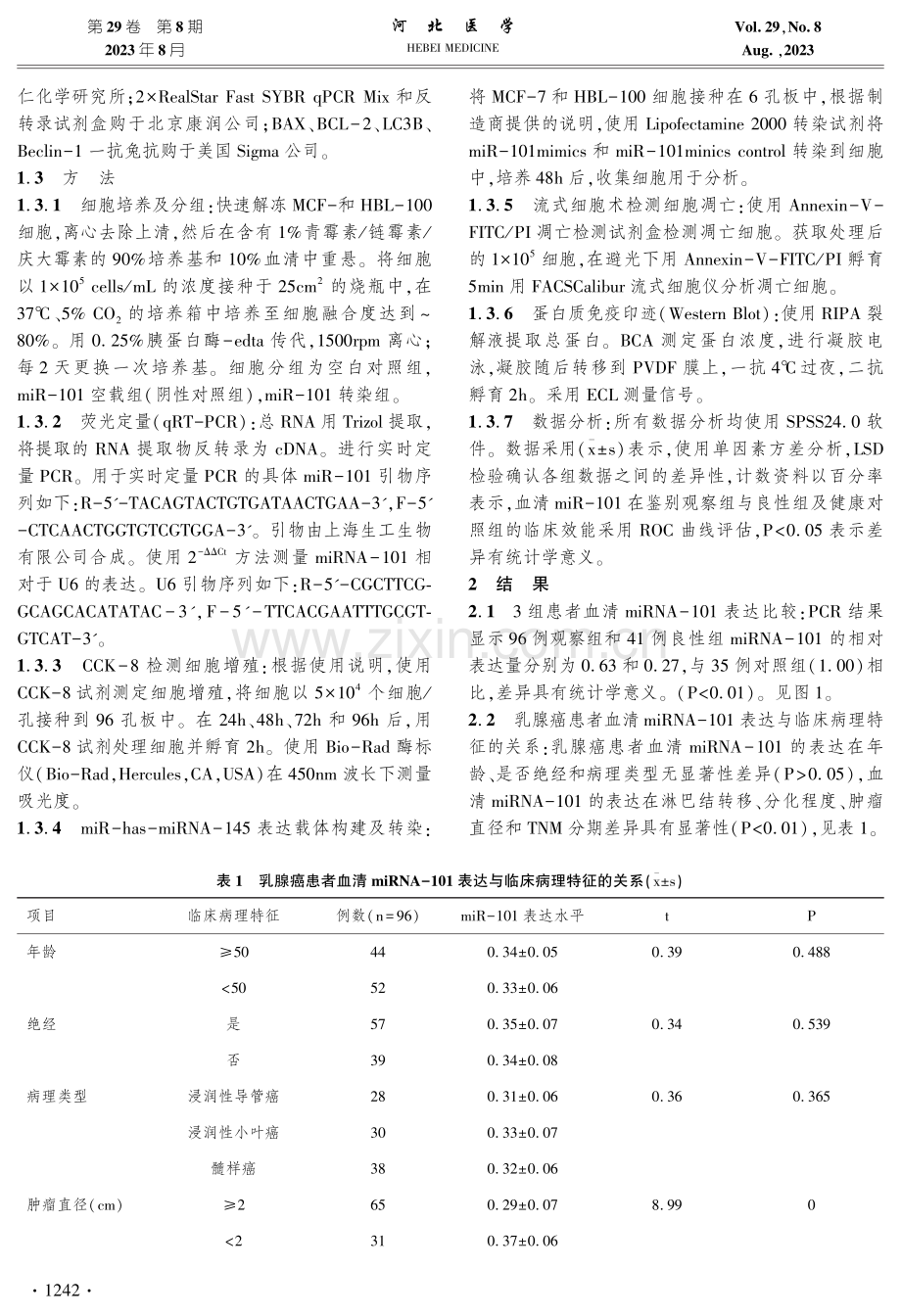 miR-101对乳腺癌患者的诊断及对乳腺癌细胞自噬和凋亡的影响.pdf_第3页