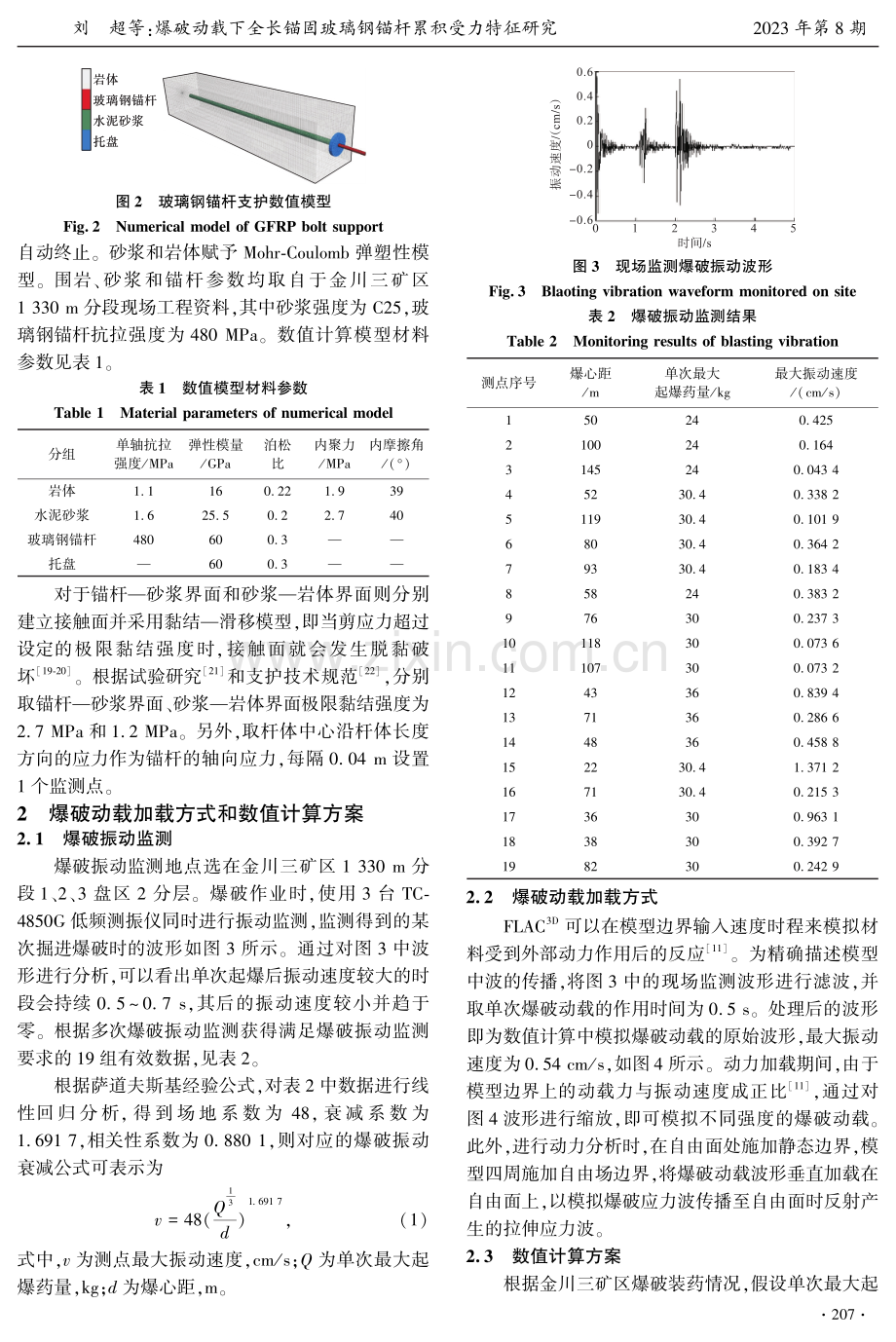 爆破动载下全长锚固玻璃钢锚杆累积受力特征研究.pdf_第3页