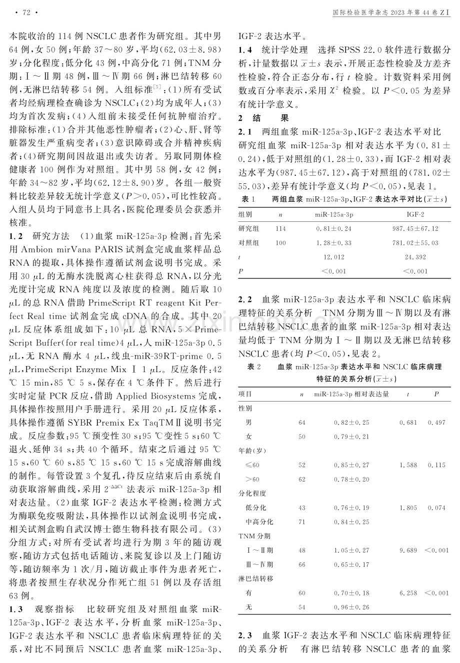 miR-125a-3p、IGF-2在NSCLC患者血浆中的表达水平及检验.pdf_第3页