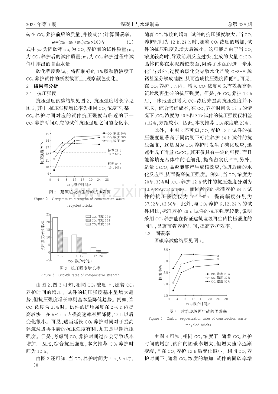 CO_%282%29矿化养护建筑垃圾再生砖的性能研究.pdf_第3页