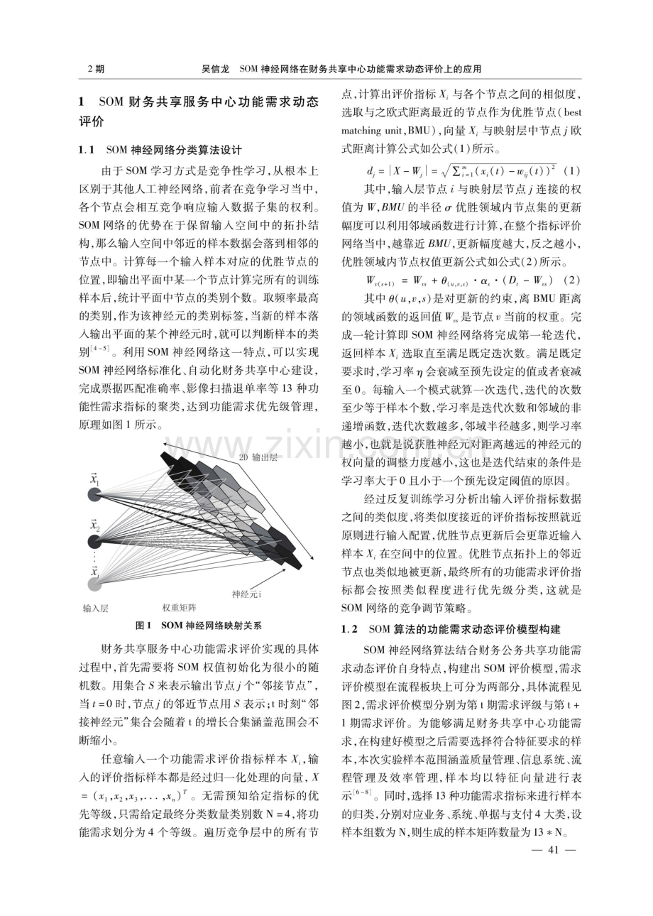 SOM神经网络在财务共享中心功能需求动态评价上的应用.pdf_第2页