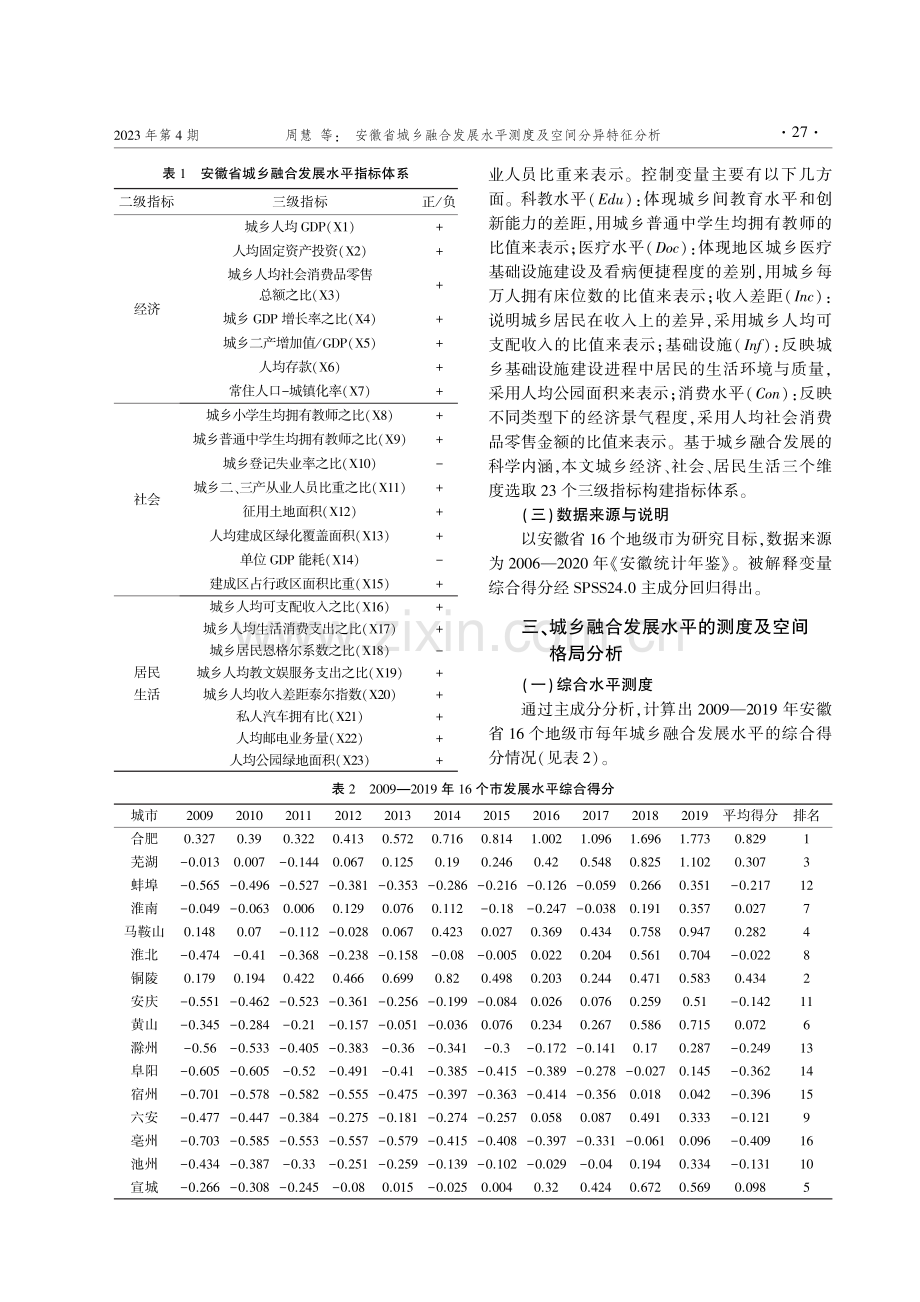 安徽省城乡融合发展水平测度及空间分异特征分析.pdf_第3页