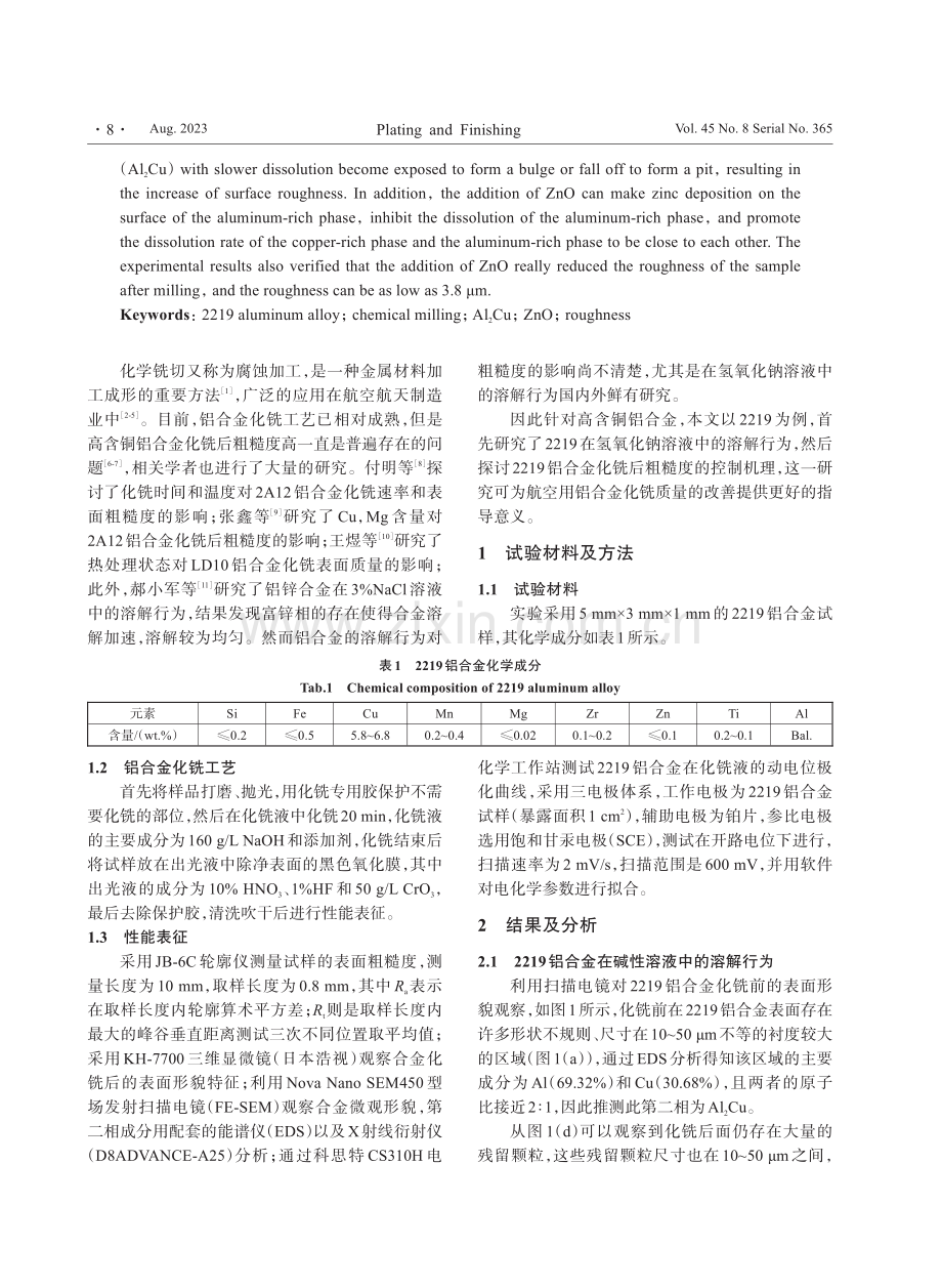 ZnO对2219铝合金在氢氧化钠溶液中化铣行为的影响.pdf_第2页