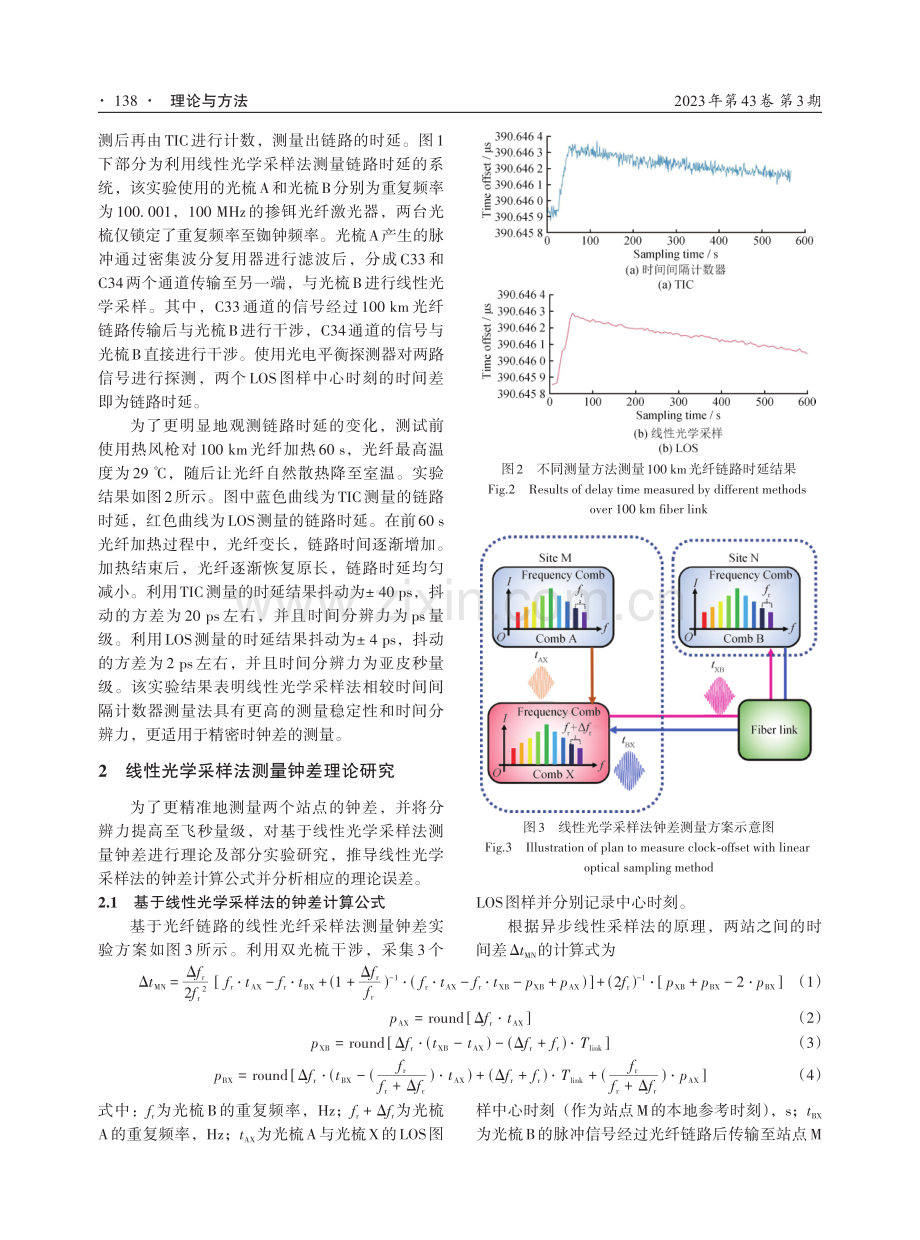 100 km光纤链路中小于100 fs分辨力的双光梳钟差测量实验研究.pdf_第3页