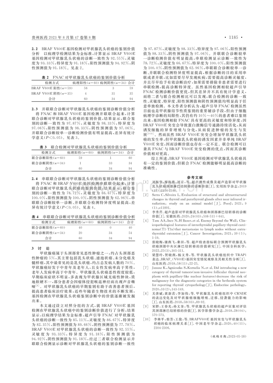 BRAF V600E基因检测在甲状腺乳头状癌患者中的诊断价值.pdf_第2页