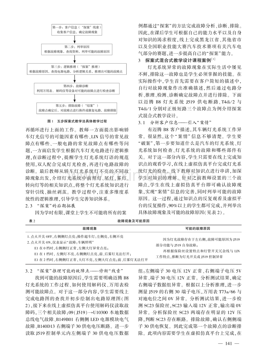 “探案式”混合式教学设计在“汽车电器设备与维修”课程中的应用.pdf_第3页