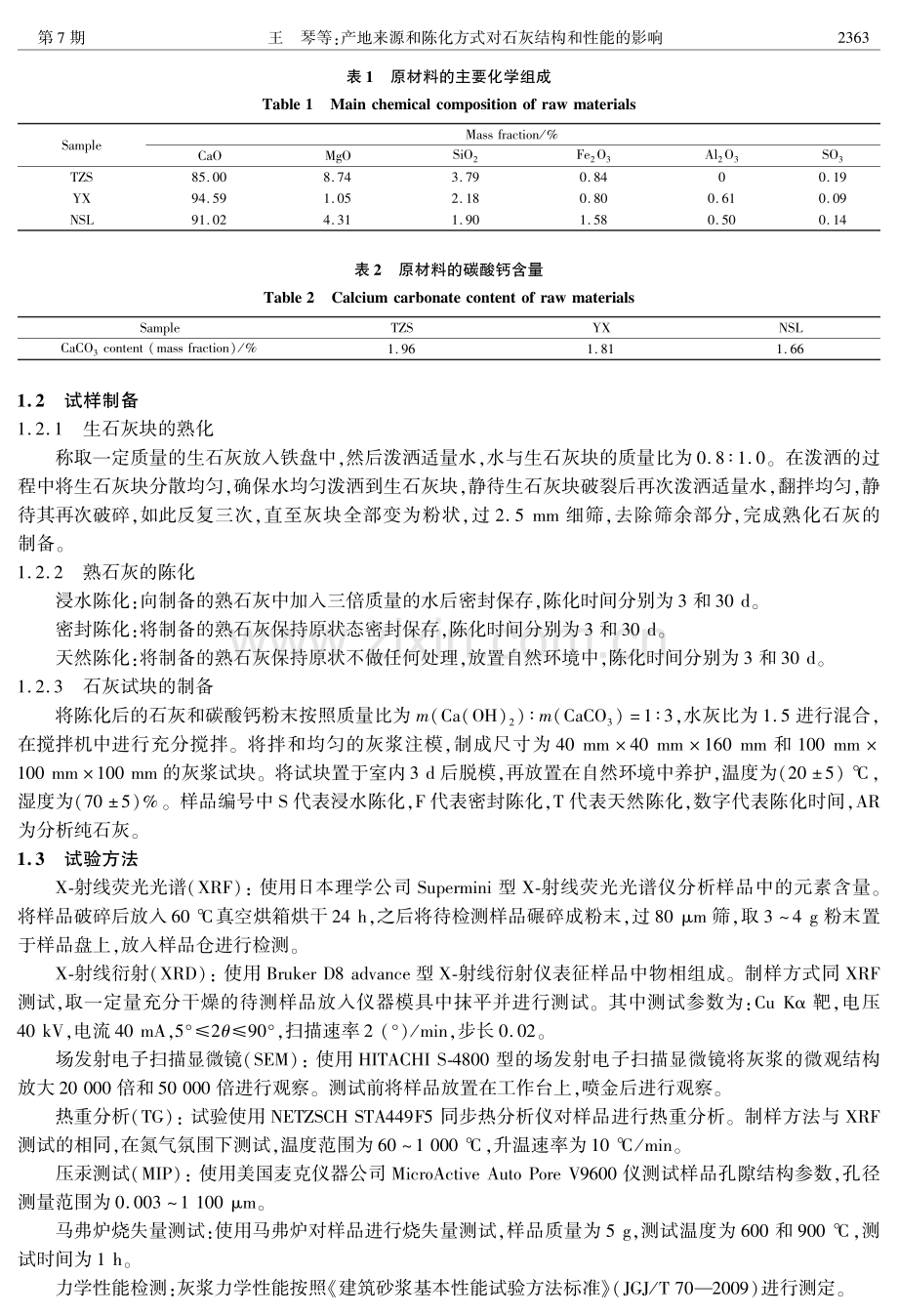 产地来源和陈化方式对石灰结构和性能的影响.pdf_第3页