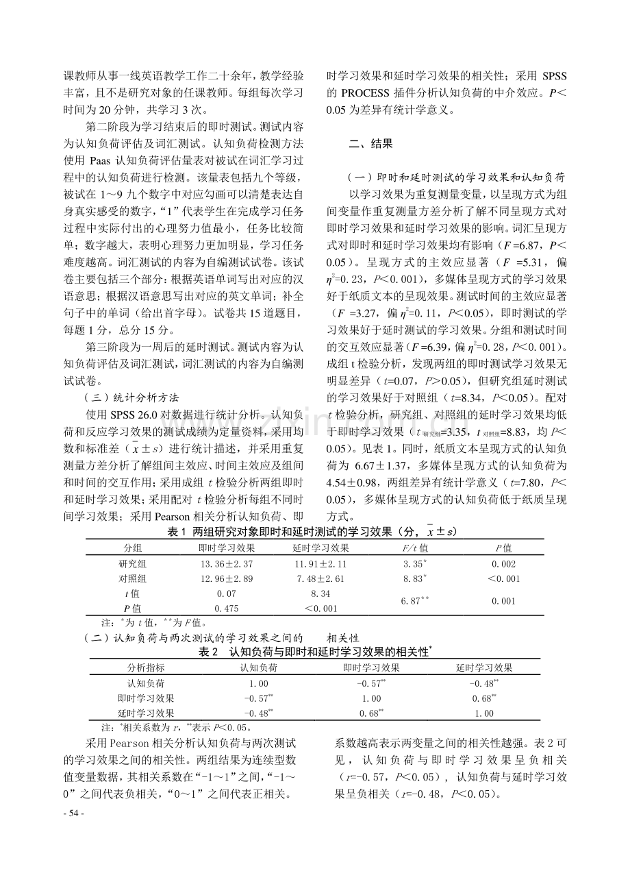 词汇呈现方式对大学生英语词汇记忆认知负荷及效果的影响.pdf_第2页