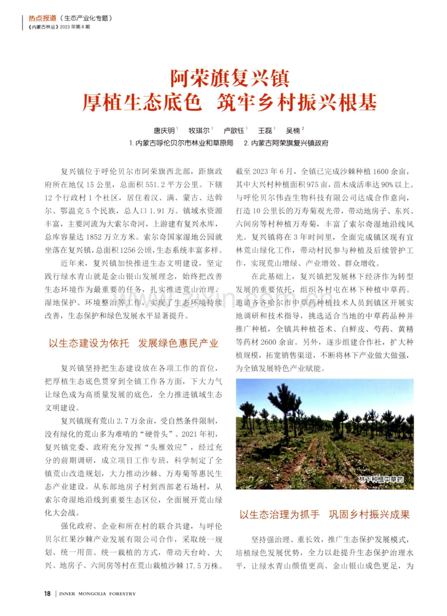 阿荣旗复兴镇厚植生态底色 筑牢乡村振兴根基.pdf_第1页