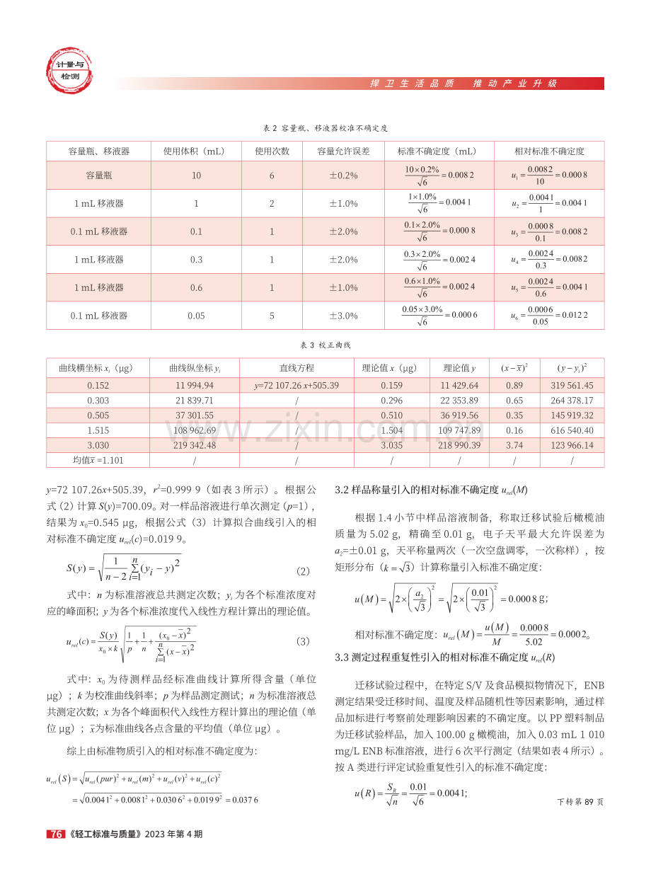 5-亚乙基-2-降冰片烯在油脂食品模拟物中迁移量测定的不确定度评定.pdf_第3页