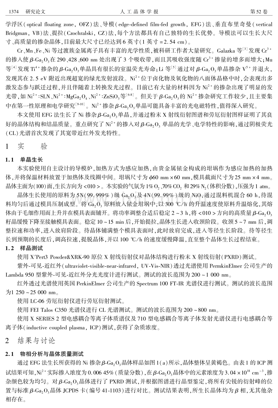 Ni掺杂β-Ga_%282%29O_%283%29单晶的光、电特性研究.pdf_第2页