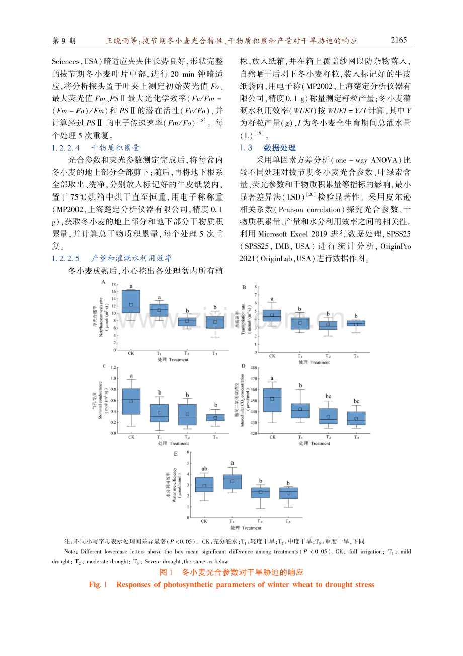 拔节期冬小麦光合特性、干物质积累和产量对干旱胁迫的响应.pdf_第3页