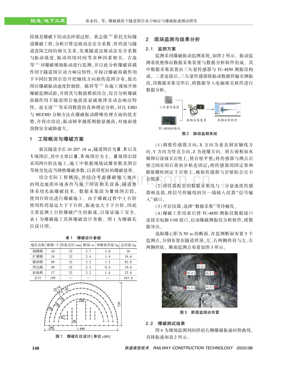 爆破载荷下隧道围岩动力响应与爆破振速测试研究.pdf_第2页