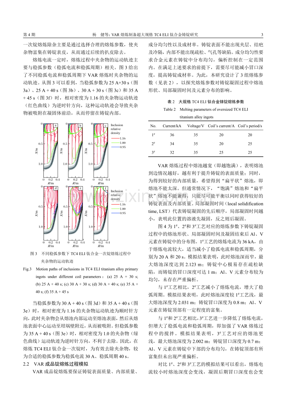 VAR熔炼制备超大规格TC4 ELI钛合金铸锭研究.pdf_第3页