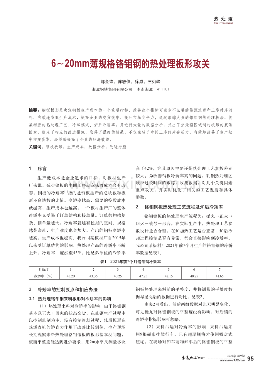 6_20mm薄规格铬钼钢的热处理板形攻关.pdf_第1页