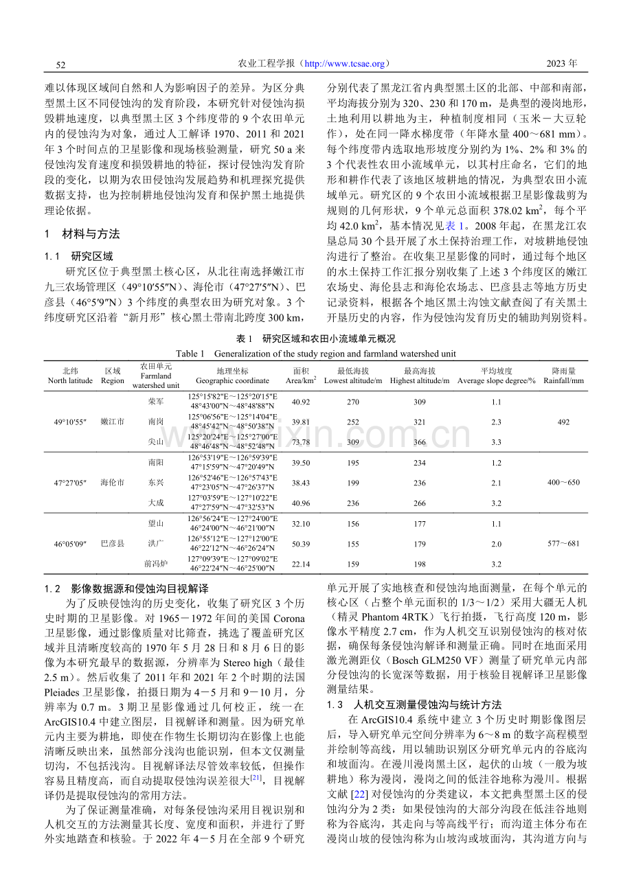 1970-2021年典型黑土区侵蚀沟损毁耕地速度与发育阶段.pdf_第2页