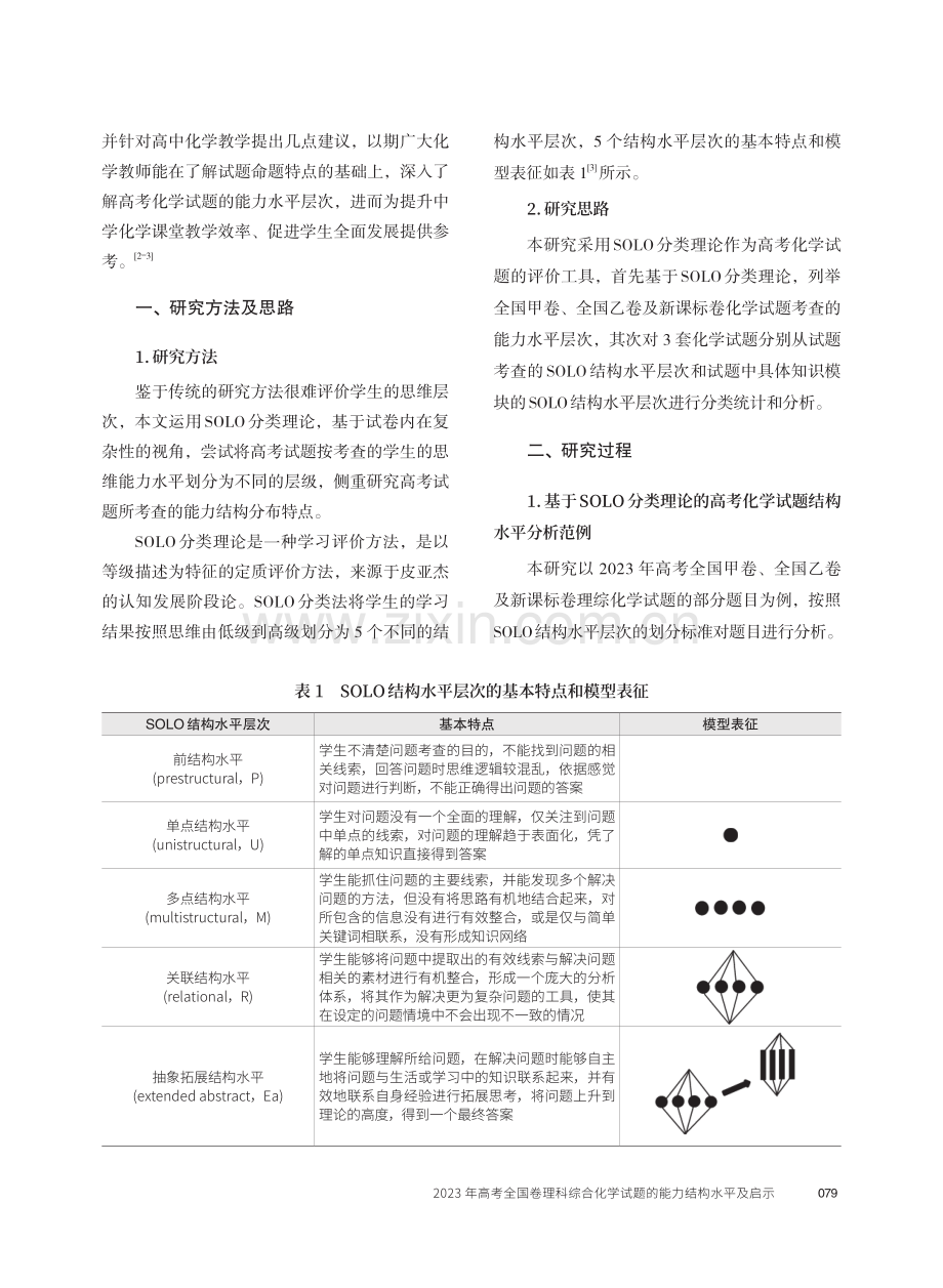 2023年高考全国卷理科综合化学试题的能力结构水平及启示.pdf_第2页