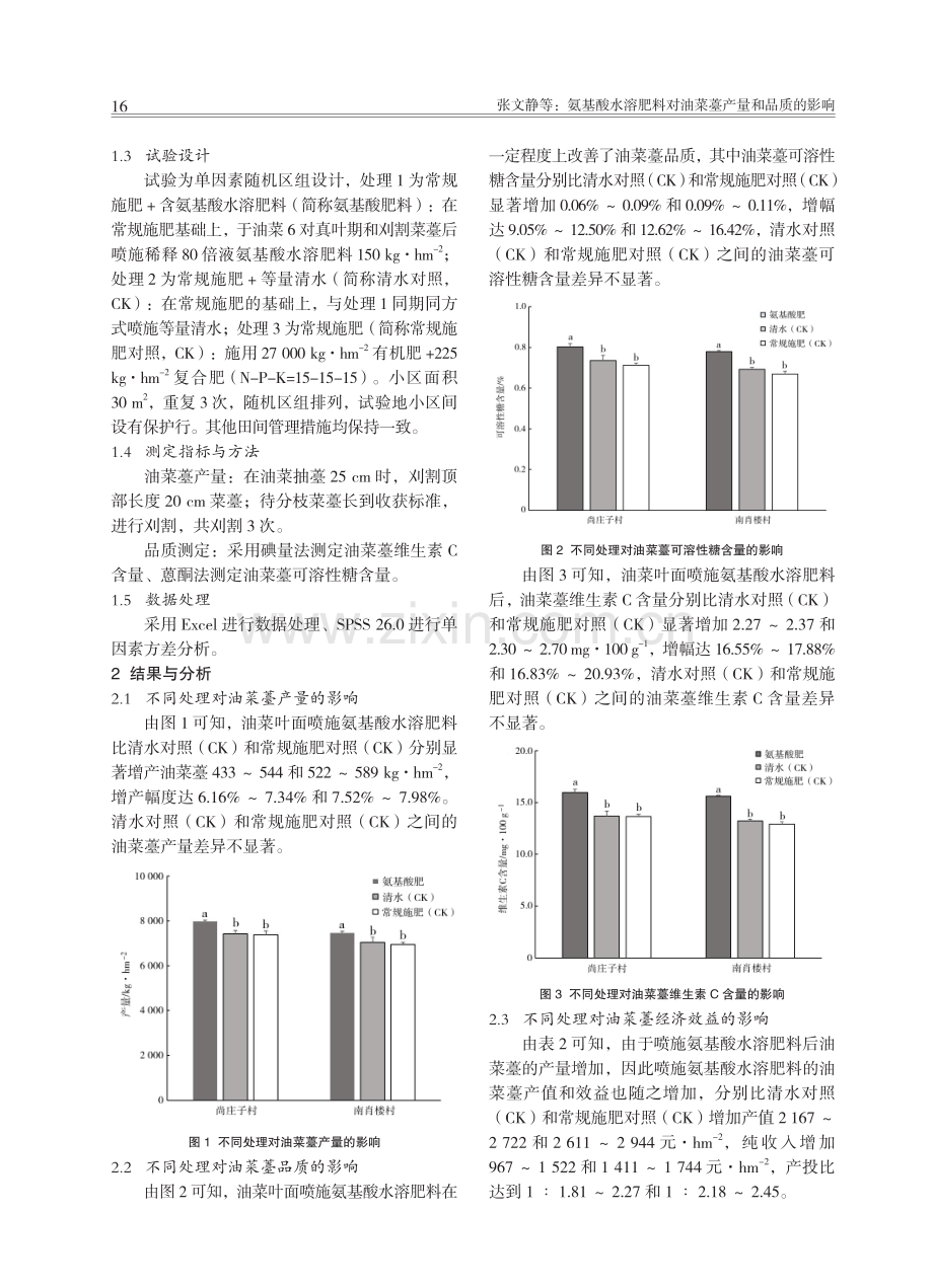 氨基酸水溶肥料对油菜薹产量和品质的影响.pdf_第2页