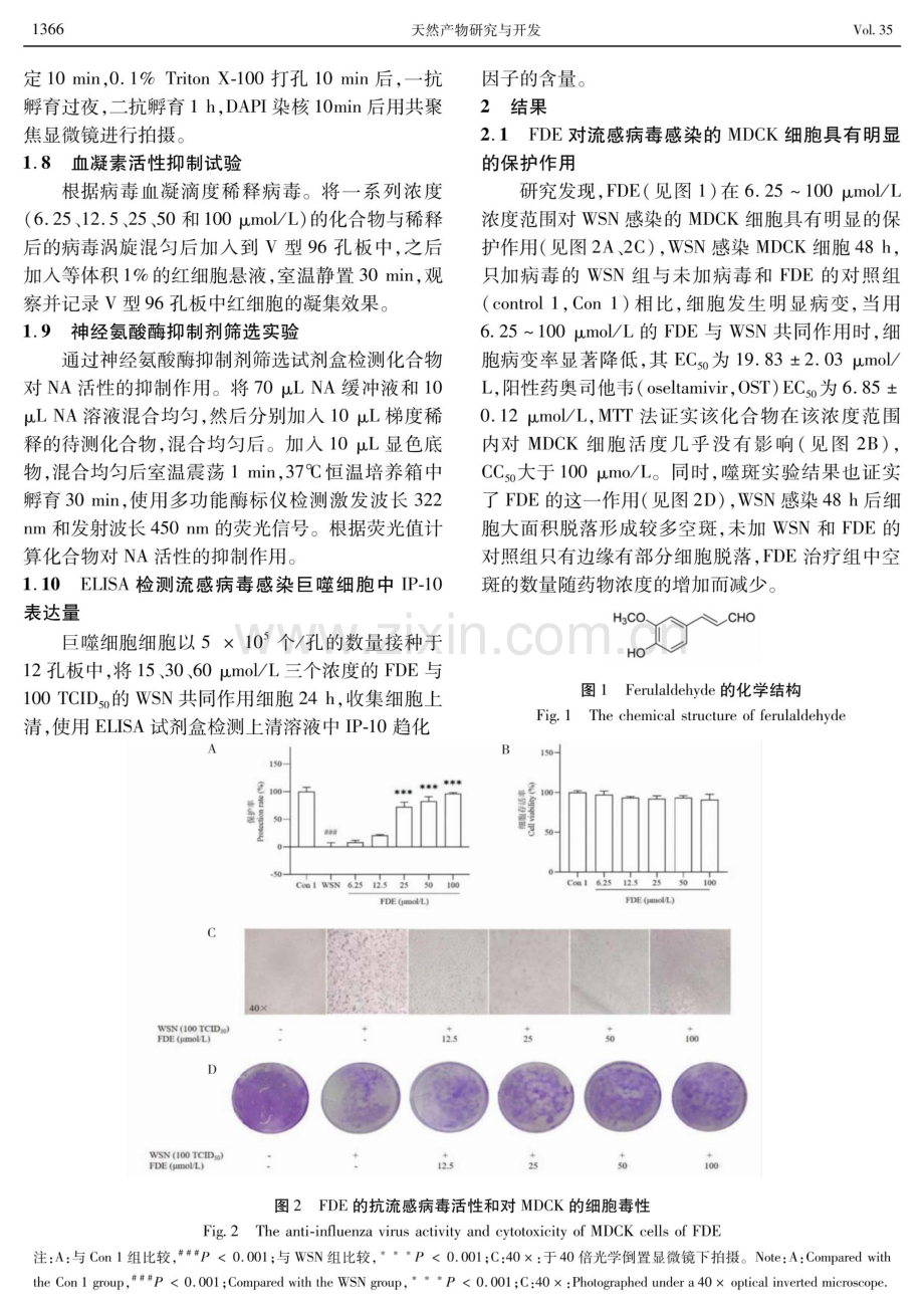Ferulaldehyde的体外抗流感作用研究.pdf_第3页