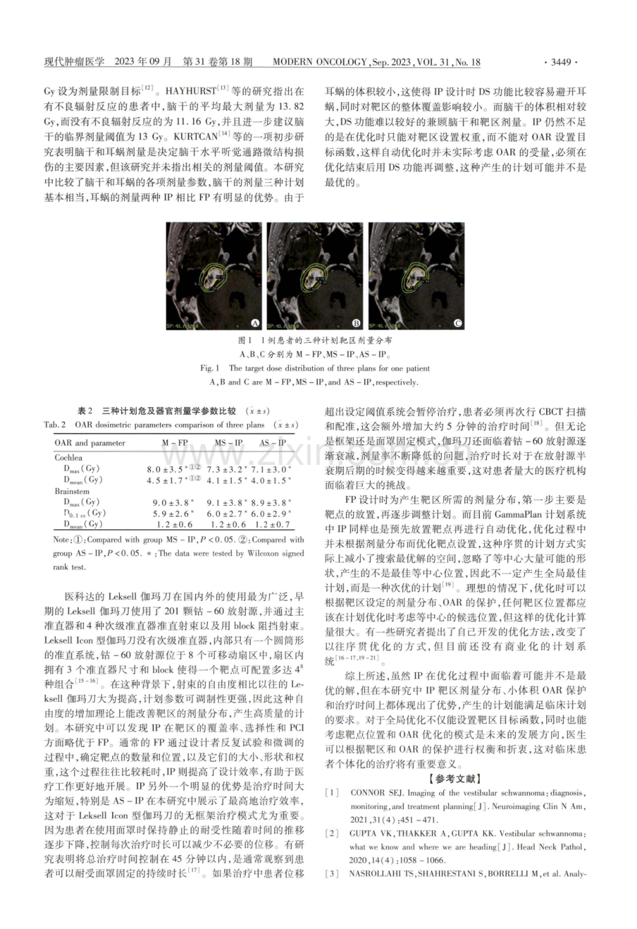 不同治疗计划优化方式在听神经瘤伽马刀治疗中的剂量学比较.pdf_第3页