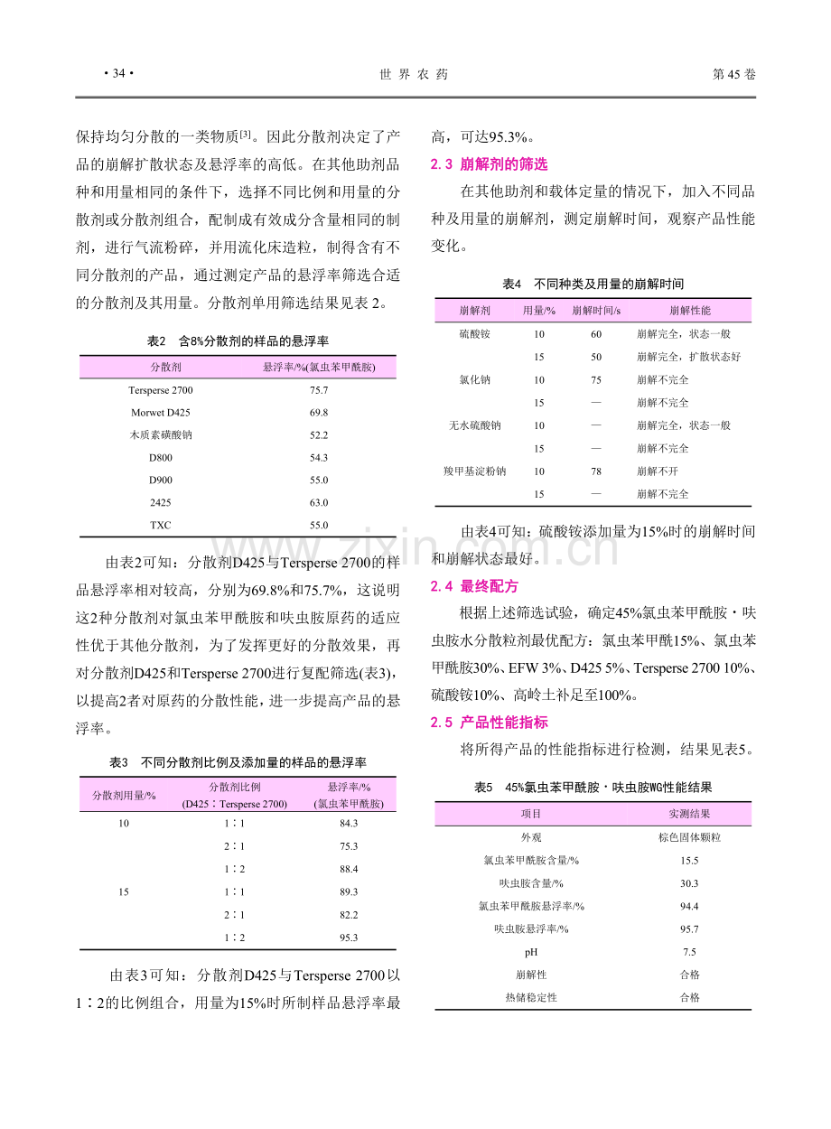 45%氯虫苯甲酰胺·呋虫胺水分散粒剂的配方研究.pdf_第3页